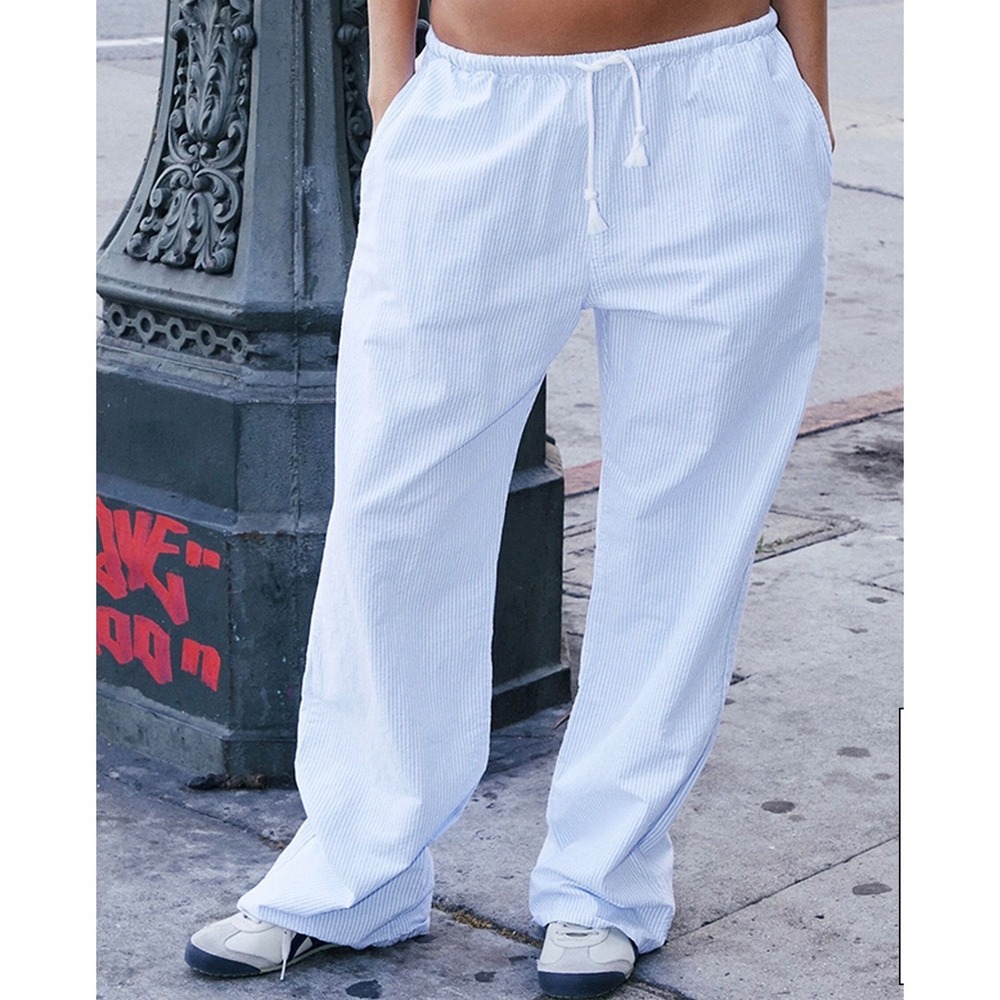 NWT John Galt Brandy Melville Blue White Striped Cotton Lounge Pajama Pants OS
